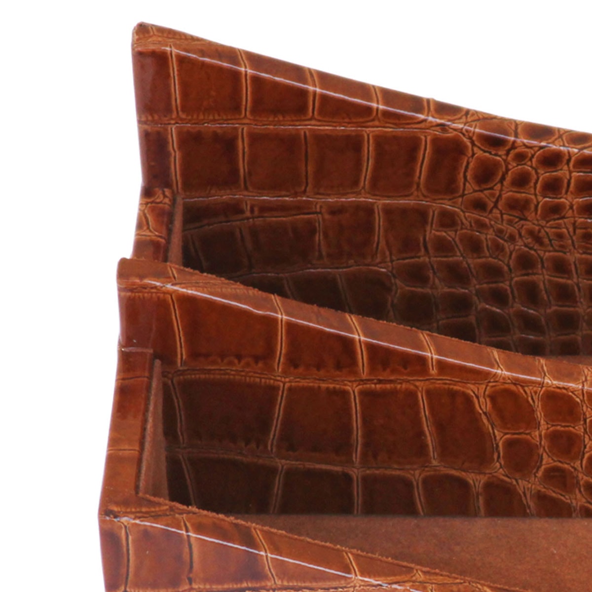 Protacini Cognac Brown Italian Crocodile Leather Letter Holder