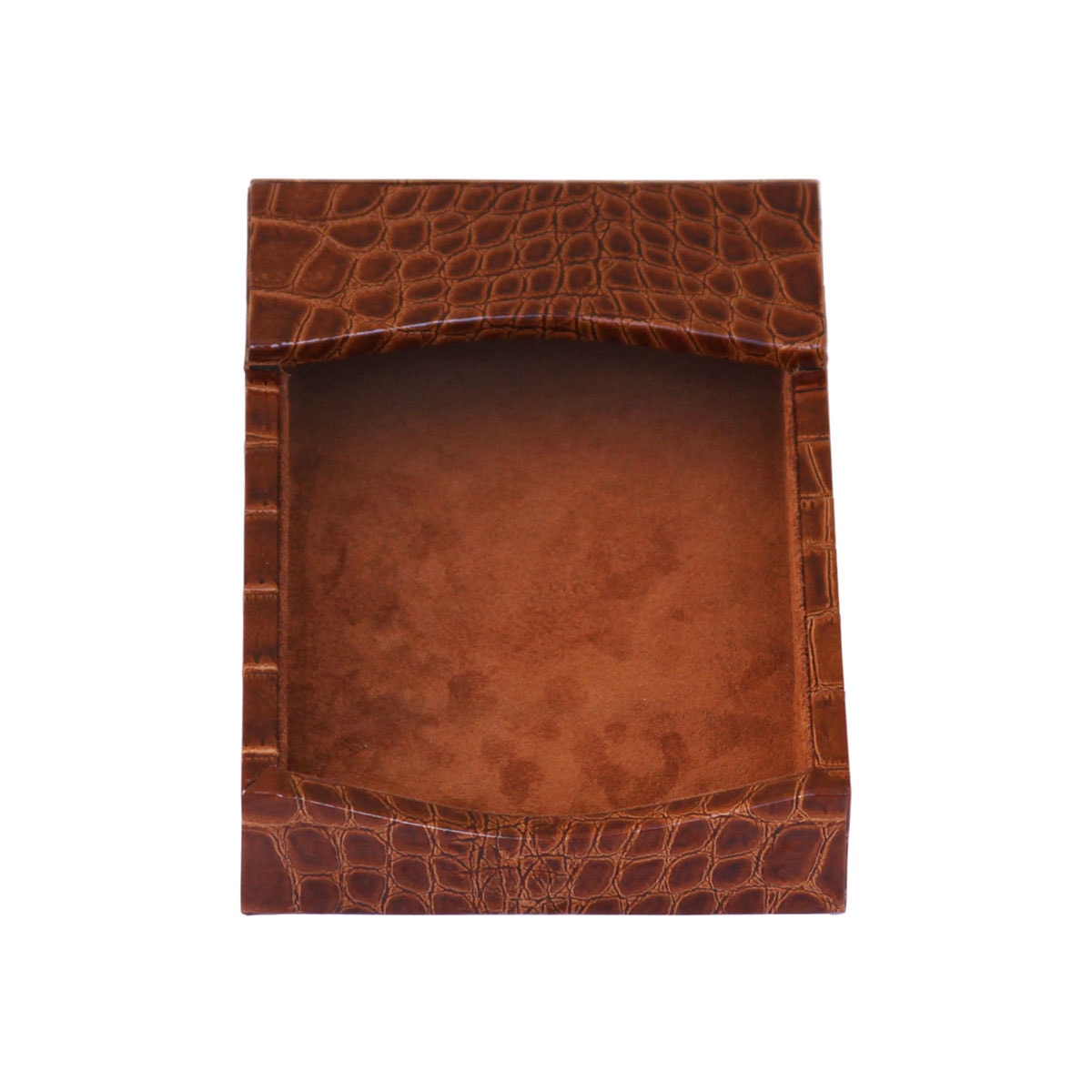 Protacini Cognac Brown Italian Crocodile Leather 4 x 6 Memo Holder