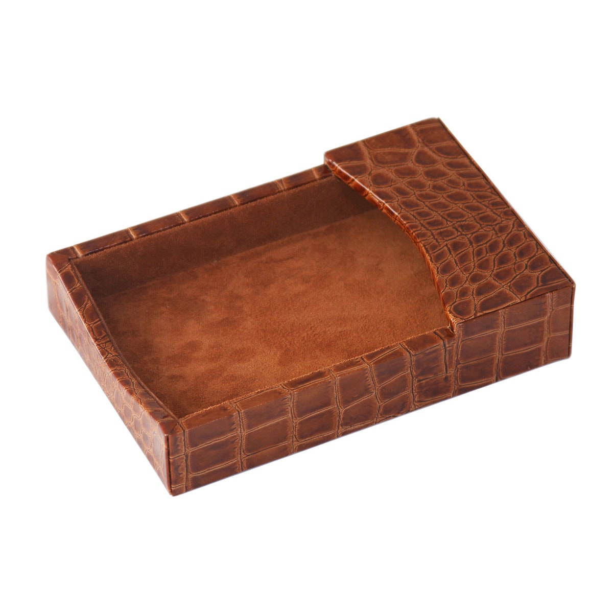 Protacini Cognac Brown Italian Crocodile Leather 4 x 6 Memo Holder