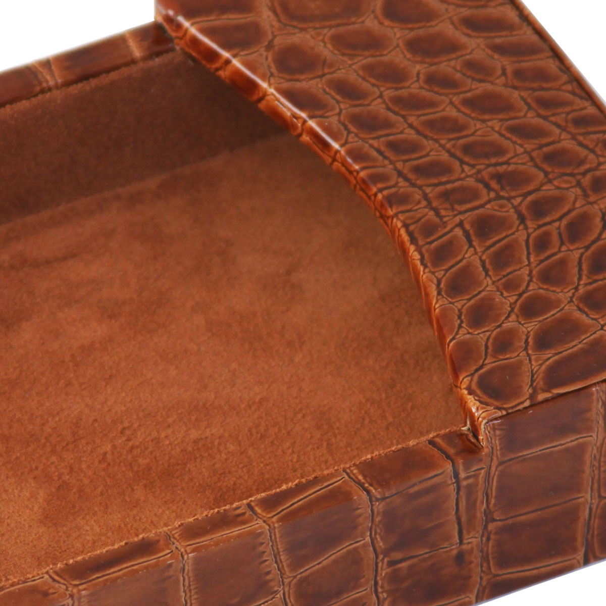 Protacini Cognac Brown Italian Crocodile Leather 4 x 6 Memo Holder