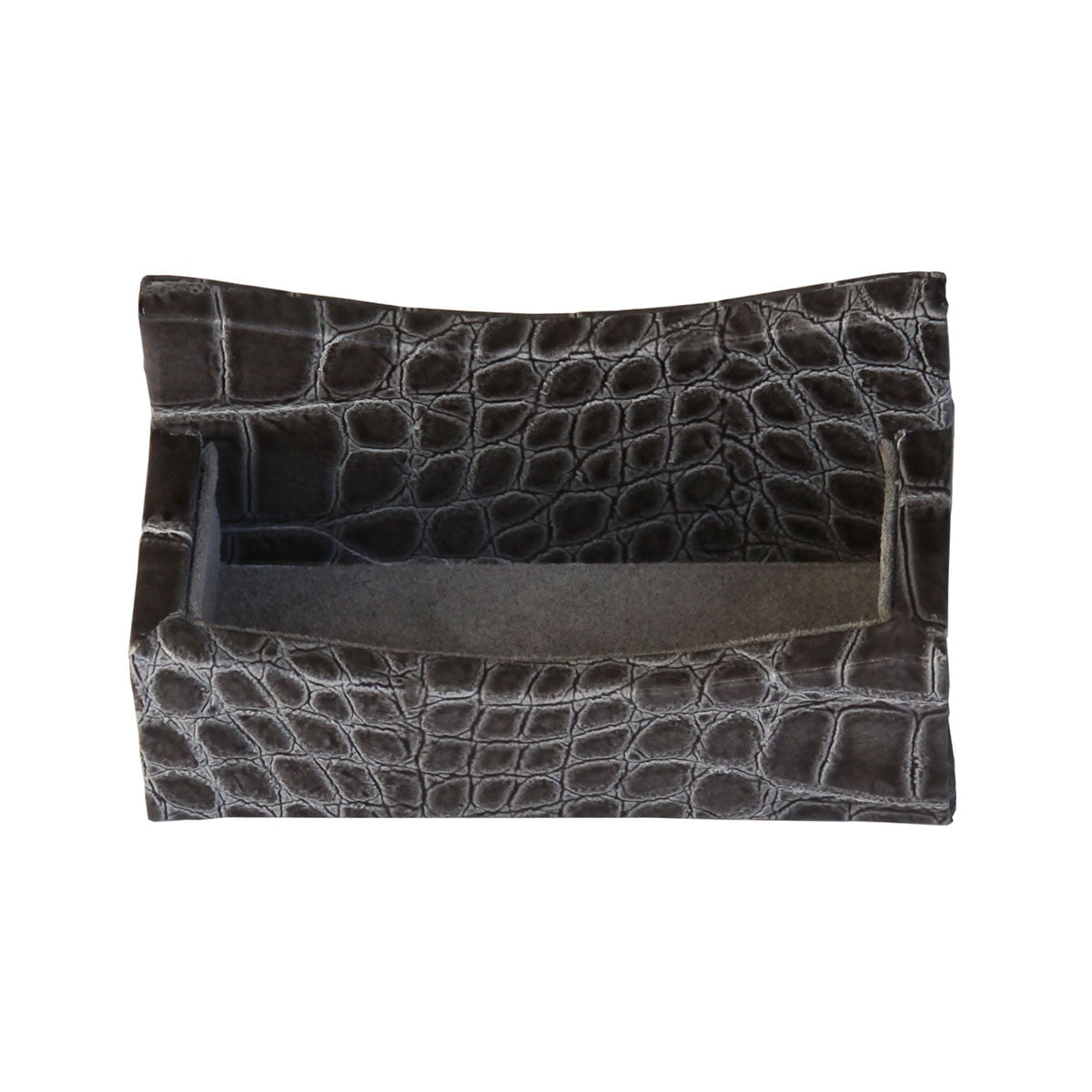 Protacini Castlerock Gray Italian Crocodile Leather Business Card Holder