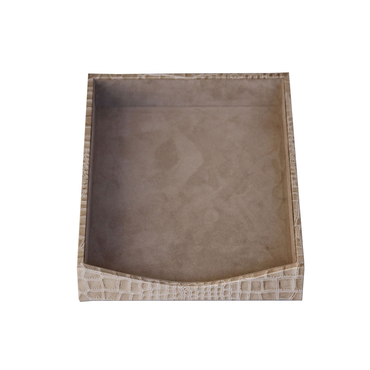 Protacini Breeze Beige Italian Crocodile Leather Front-Load Letter Tray