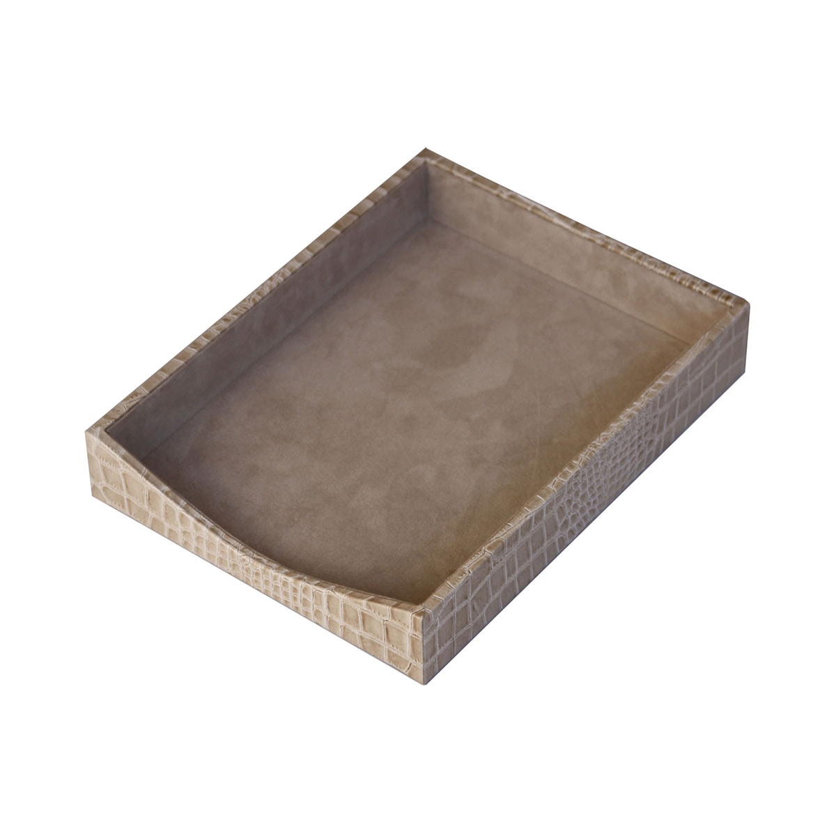 Protacini Breeze Beige Italian Crocodile Leather Front-Load Letter Tray