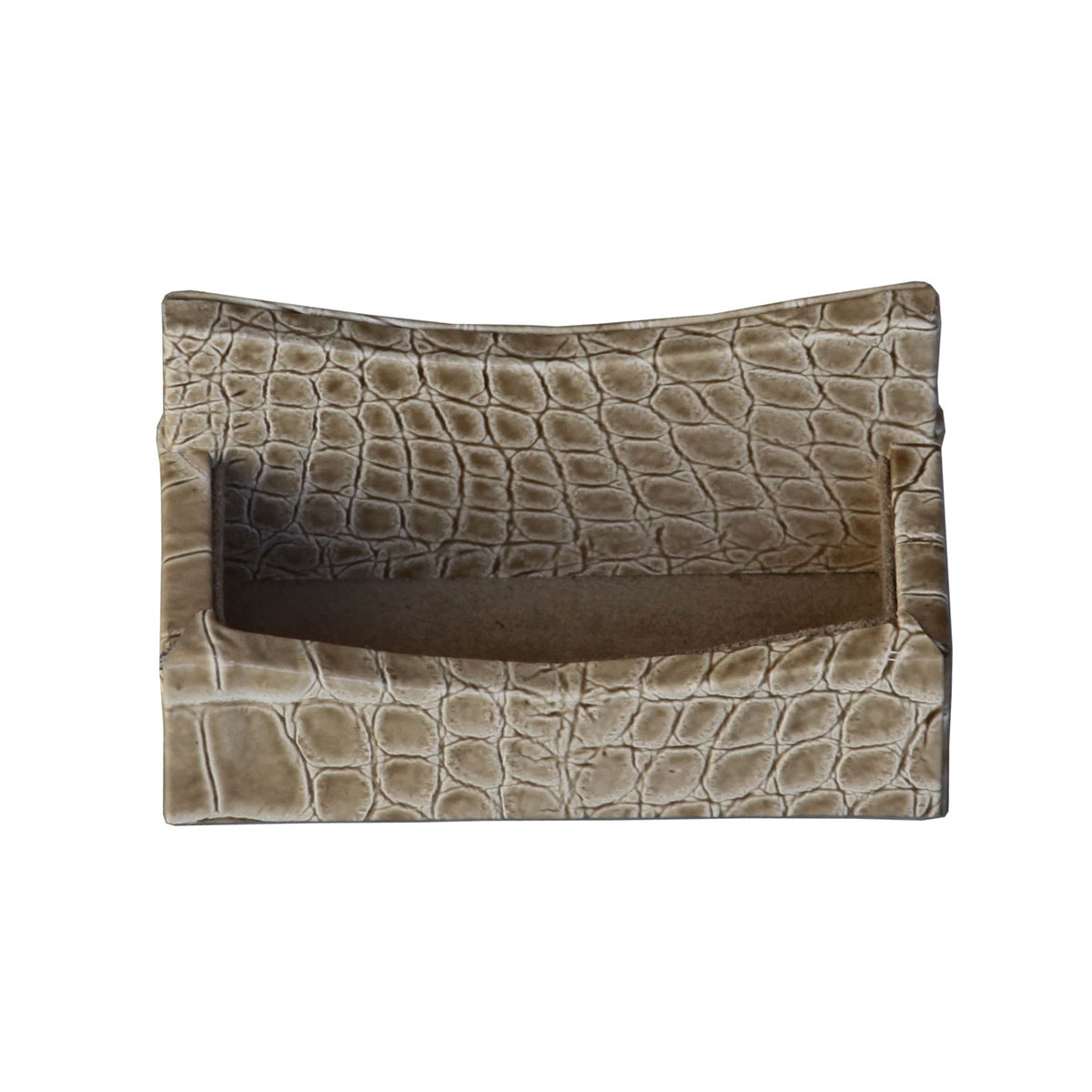 Protacini Breeze Beige Italian Crocodile Leather Business Card Holder