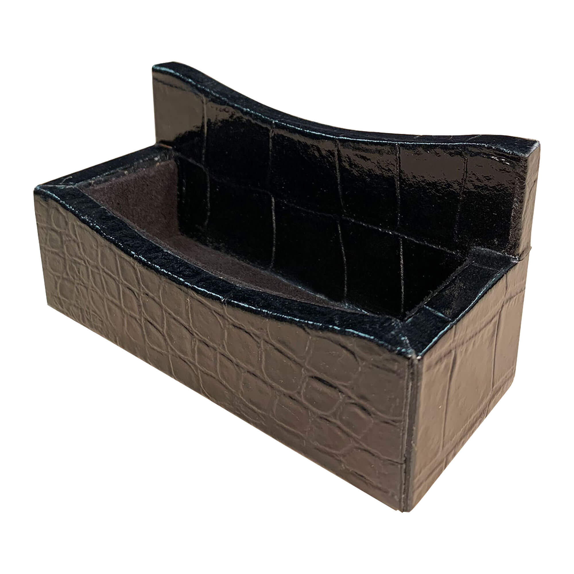 Protacini Black Italian Crocodile Leather  Business Card Holder