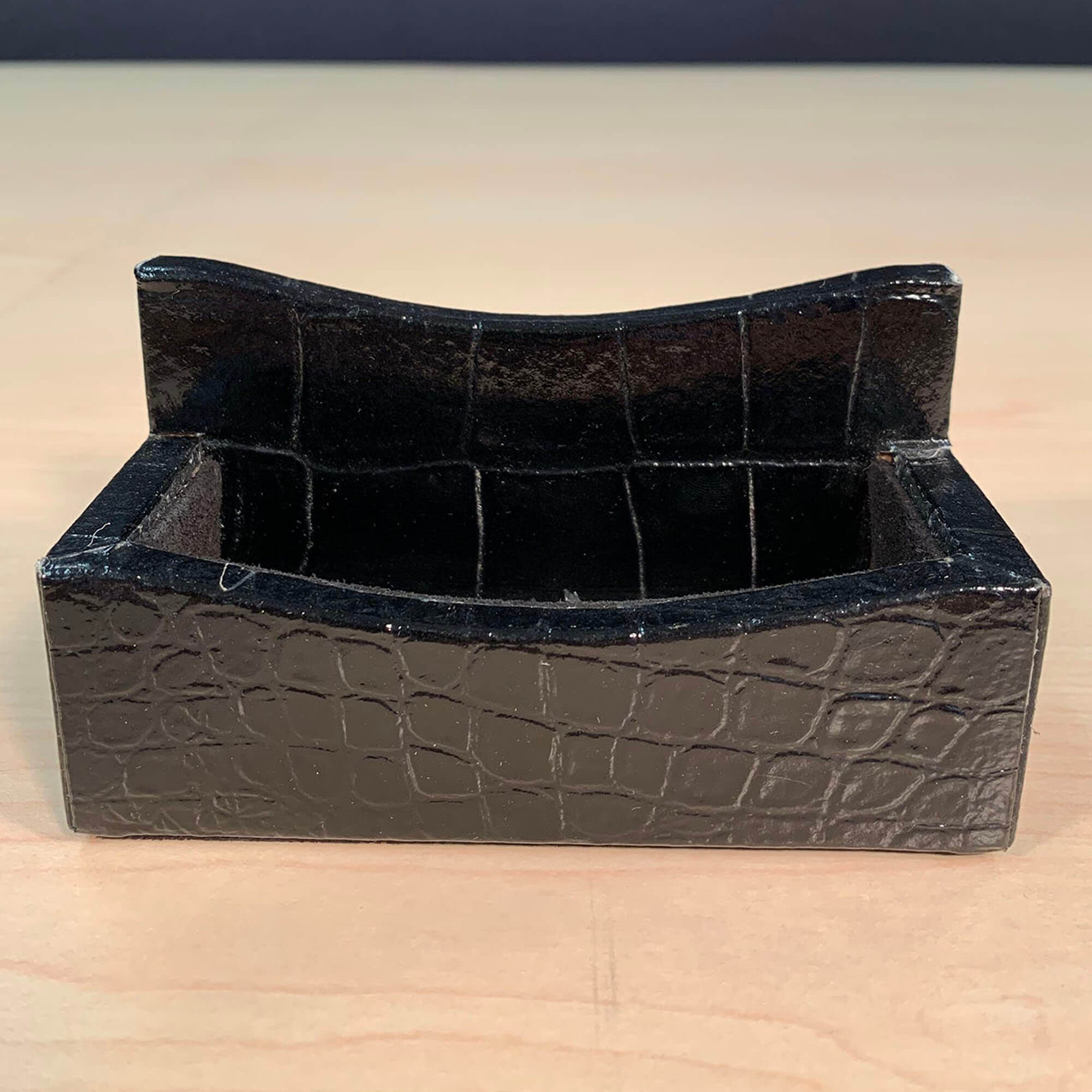 Protacini Black Italian Crocodile Leather  Business Card Holder