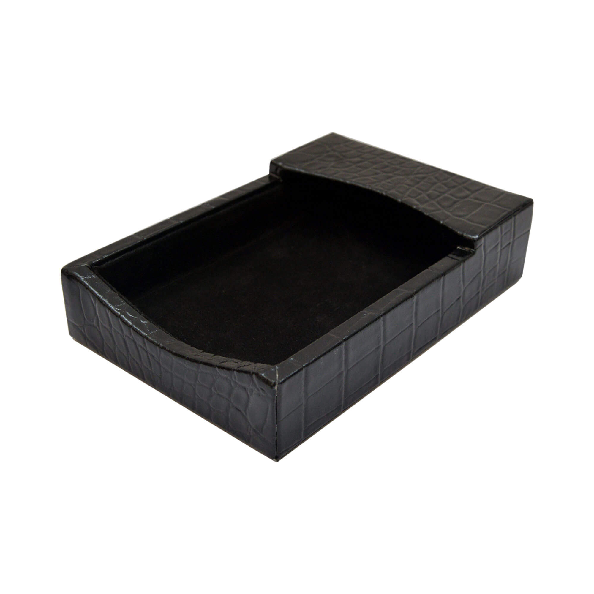 Protacini Black Italian Crocodile Leather 4 x 6 Memo Holder