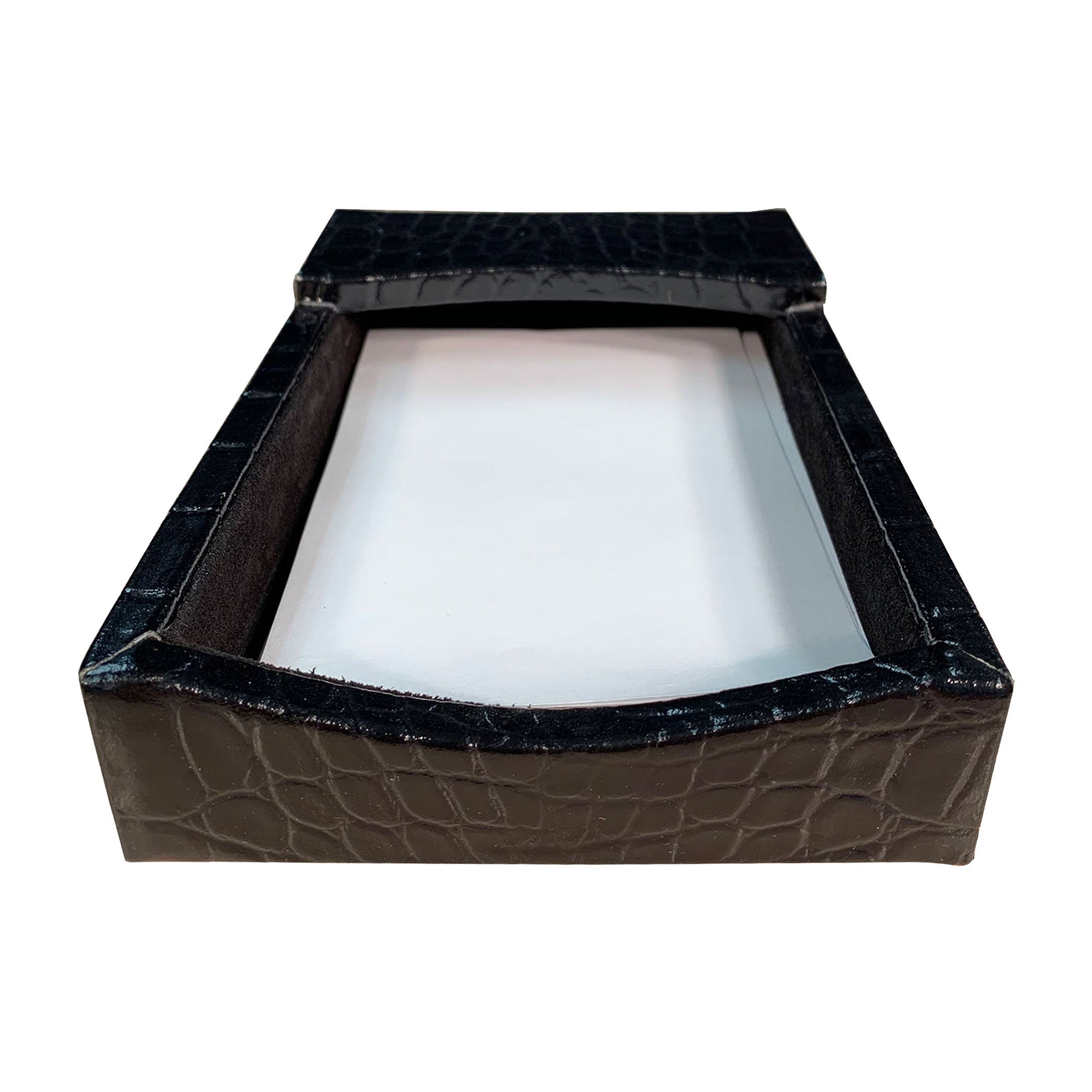 Protacini Black Italian Crocodile Leather 4 x 6 Memo Holder