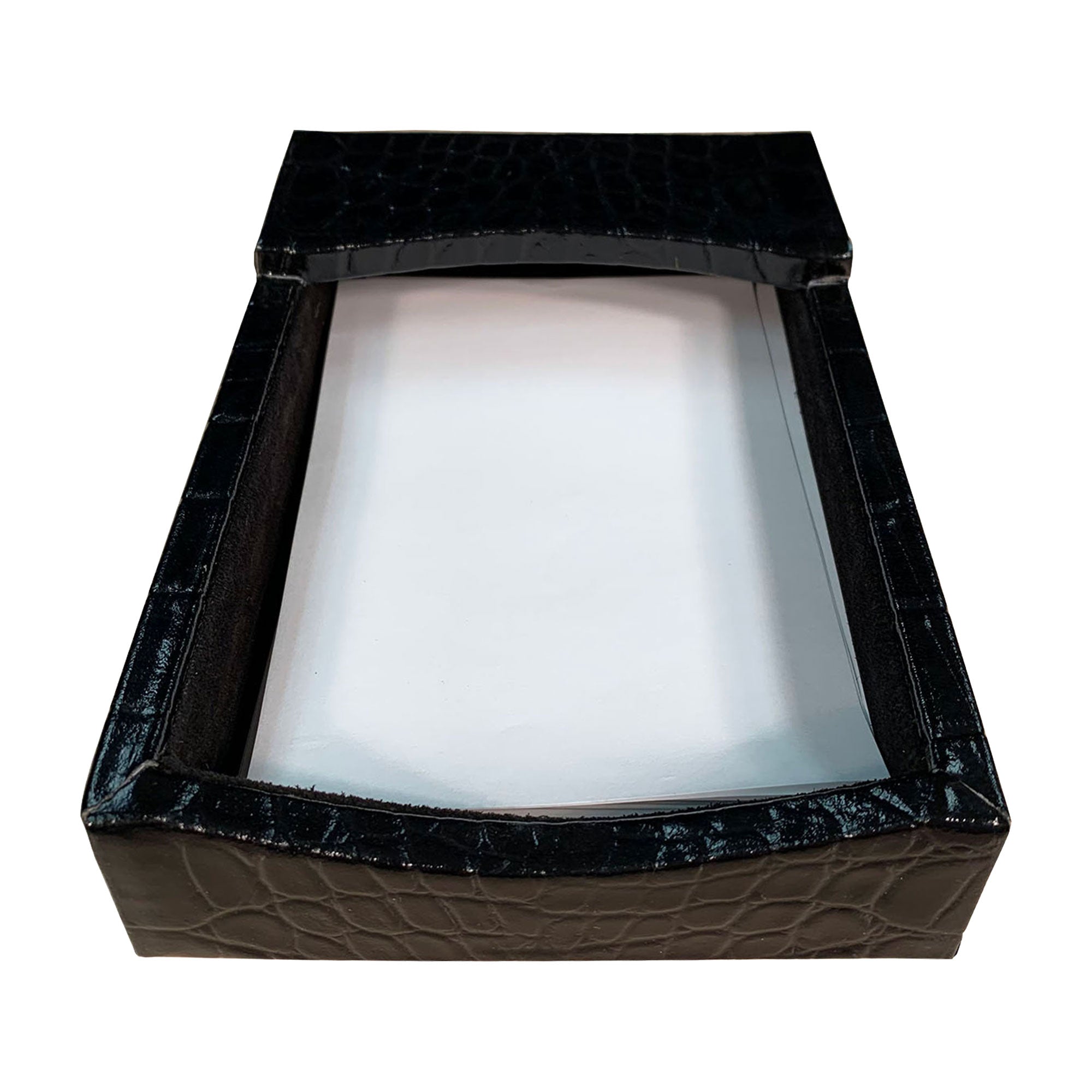 Protacini Black Italian Crocodile Leather 4 x 6 Memo Holder