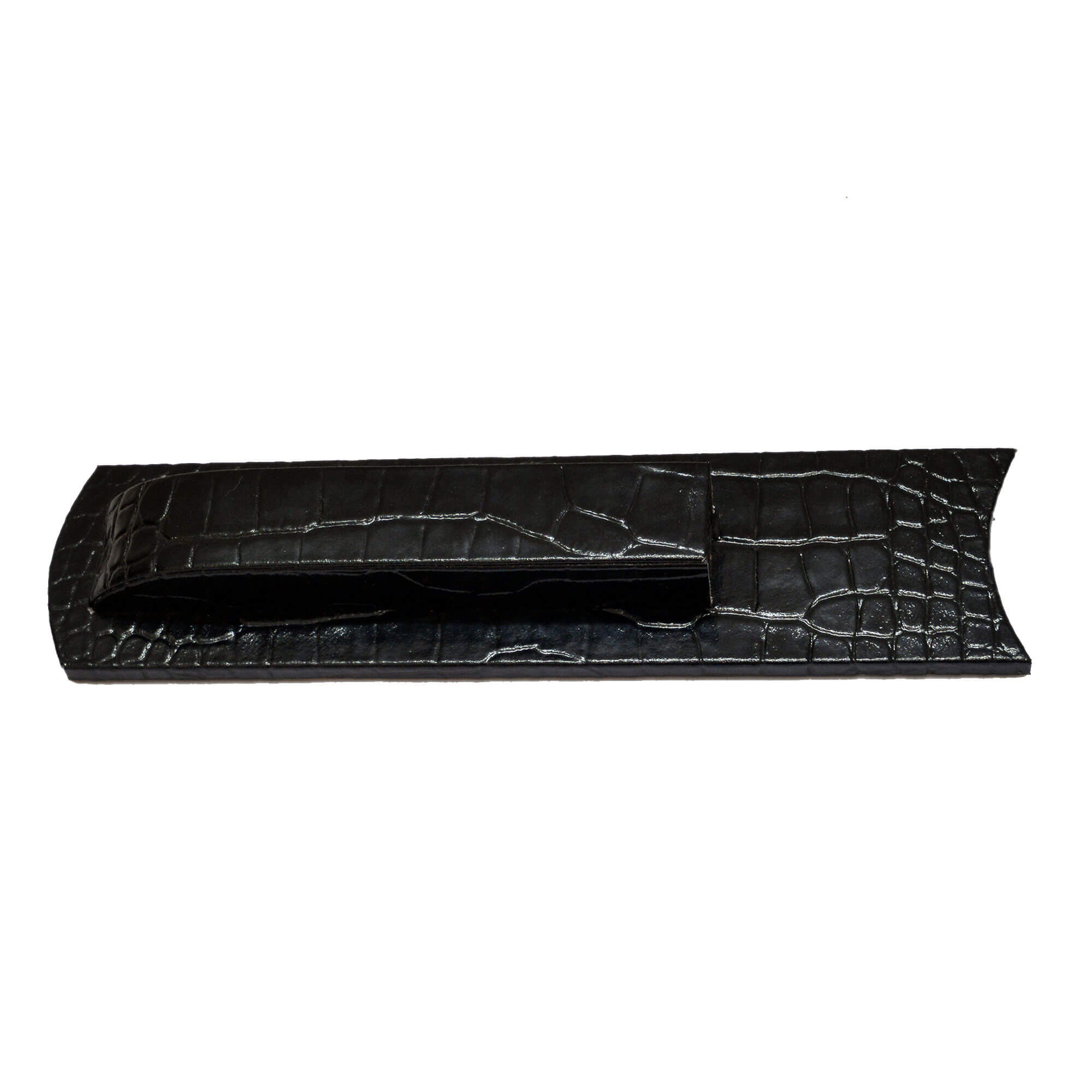 Protacini Black Italian Crocodile Leather Library Set Holder