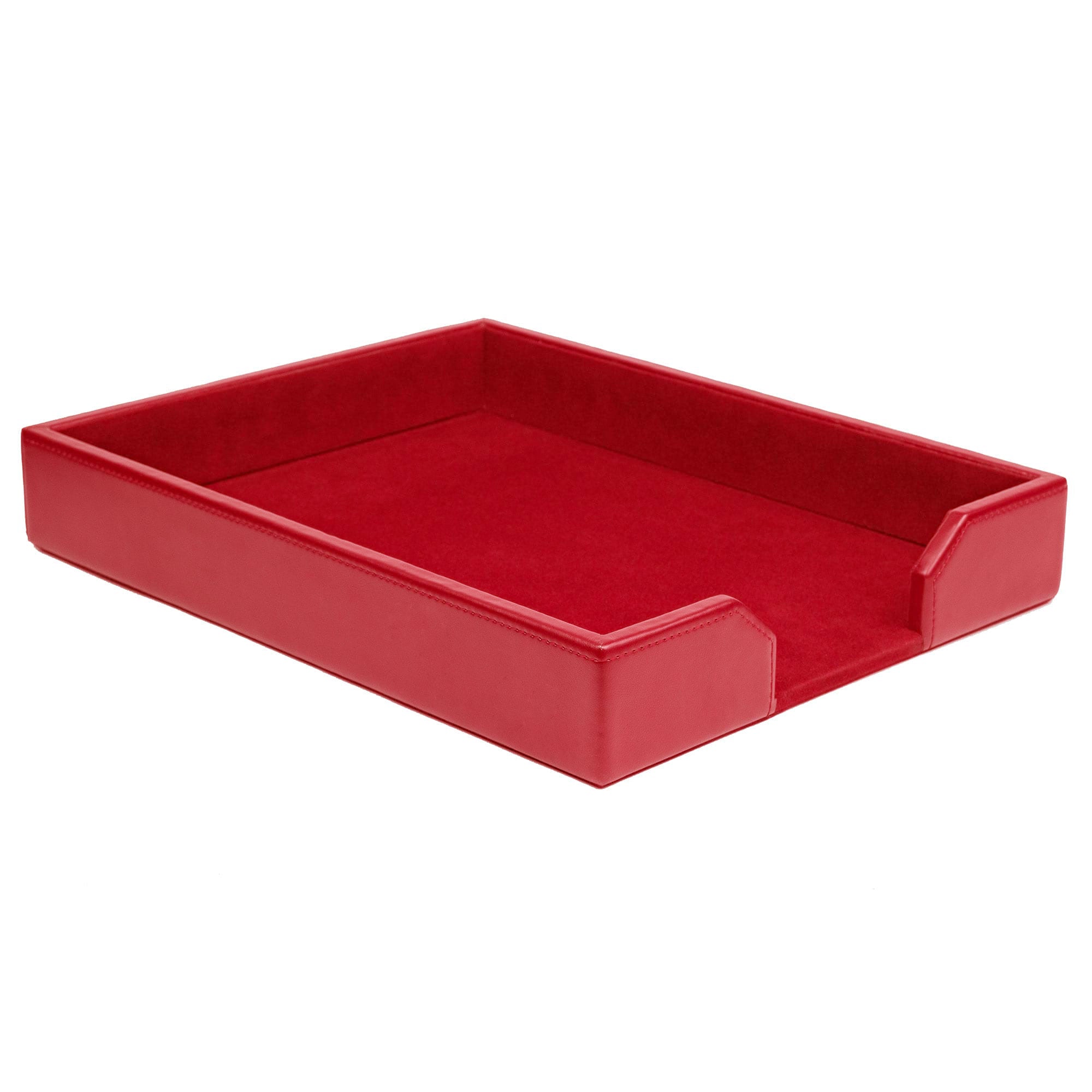 Red Bonded Leather Letter Tray