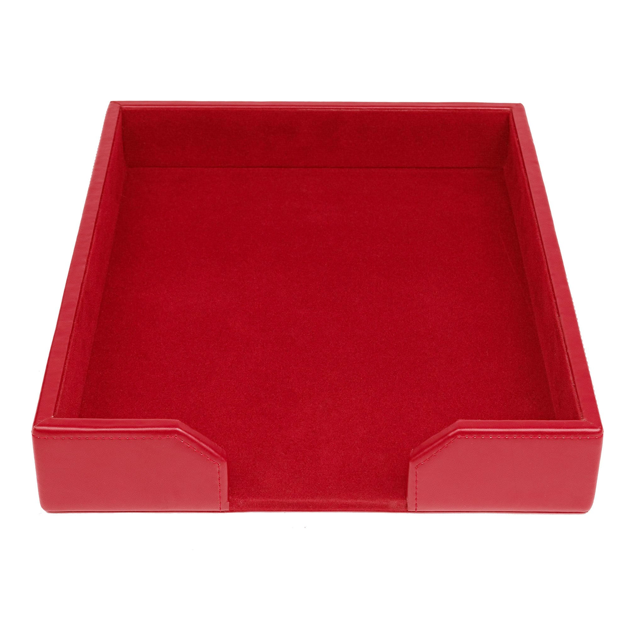 Red Bonded Leather Letter Tray
