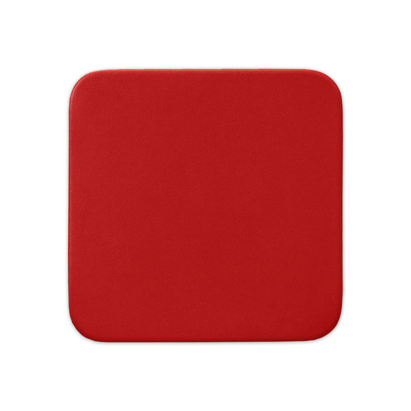 Red Leatherette 4 Square Coaster Set w/ Holder