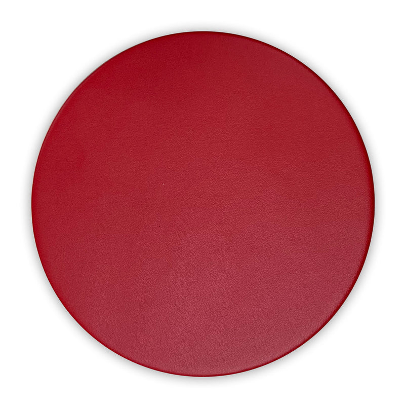 Red Leatherette 4 Round Coaster Set w/ Holder
