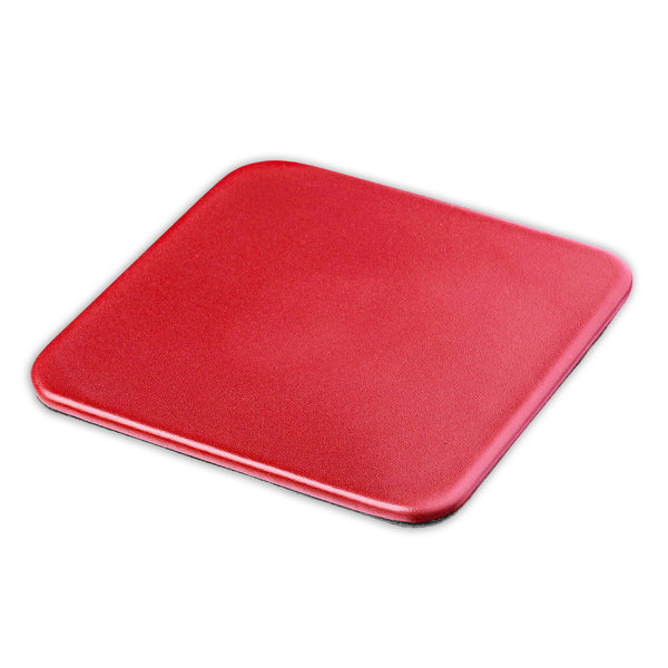 Red Leather 10 Square Coaster Set w/ Holder