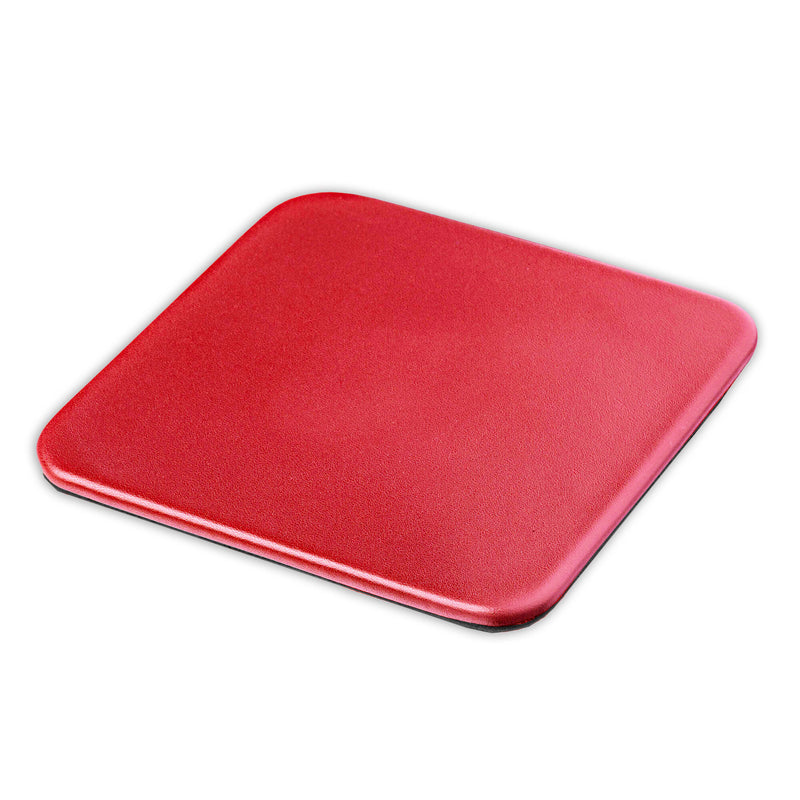 Red Leather 4 Square Coaster Set w/ Holder