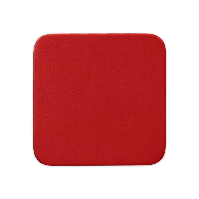 Red Leather 4 Square Coaster Set w/ Holder