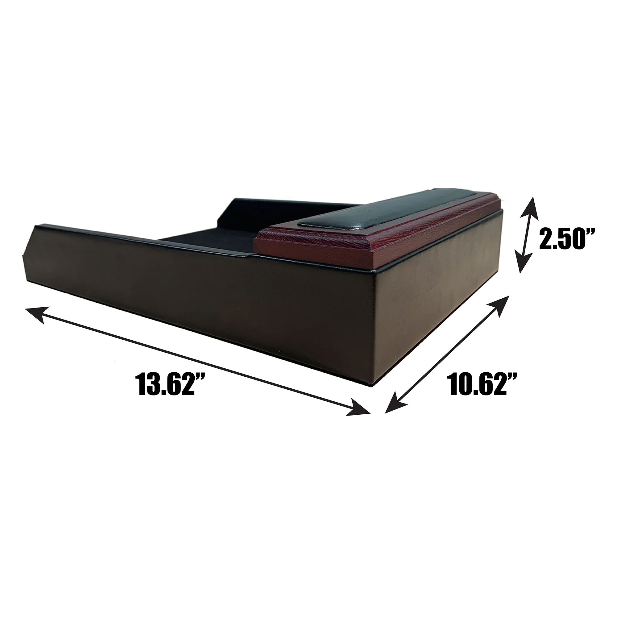 Mahogany (Rosewood) & Black Leather Letter Tray