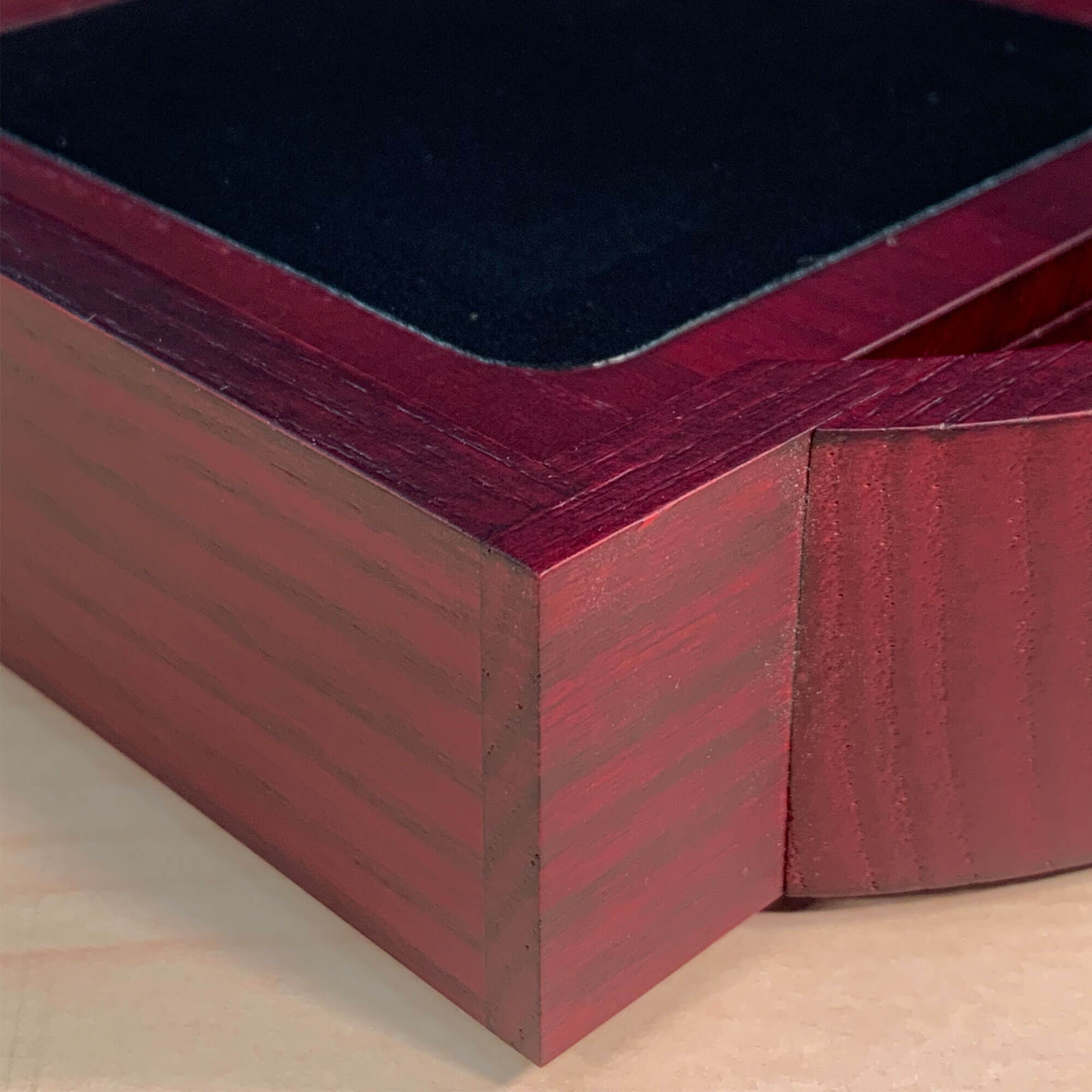 Mahogany (Rosewood) & Black Leather Square Coaster Set w/ Holder