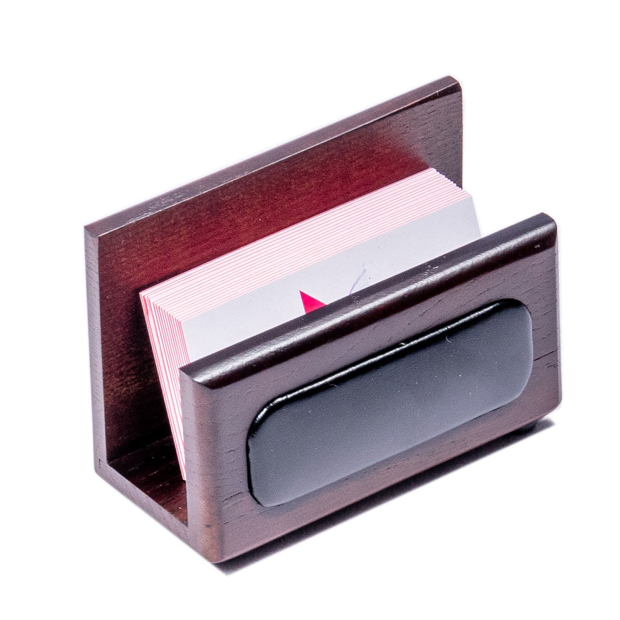 Walnut & Leather Business Card Holder