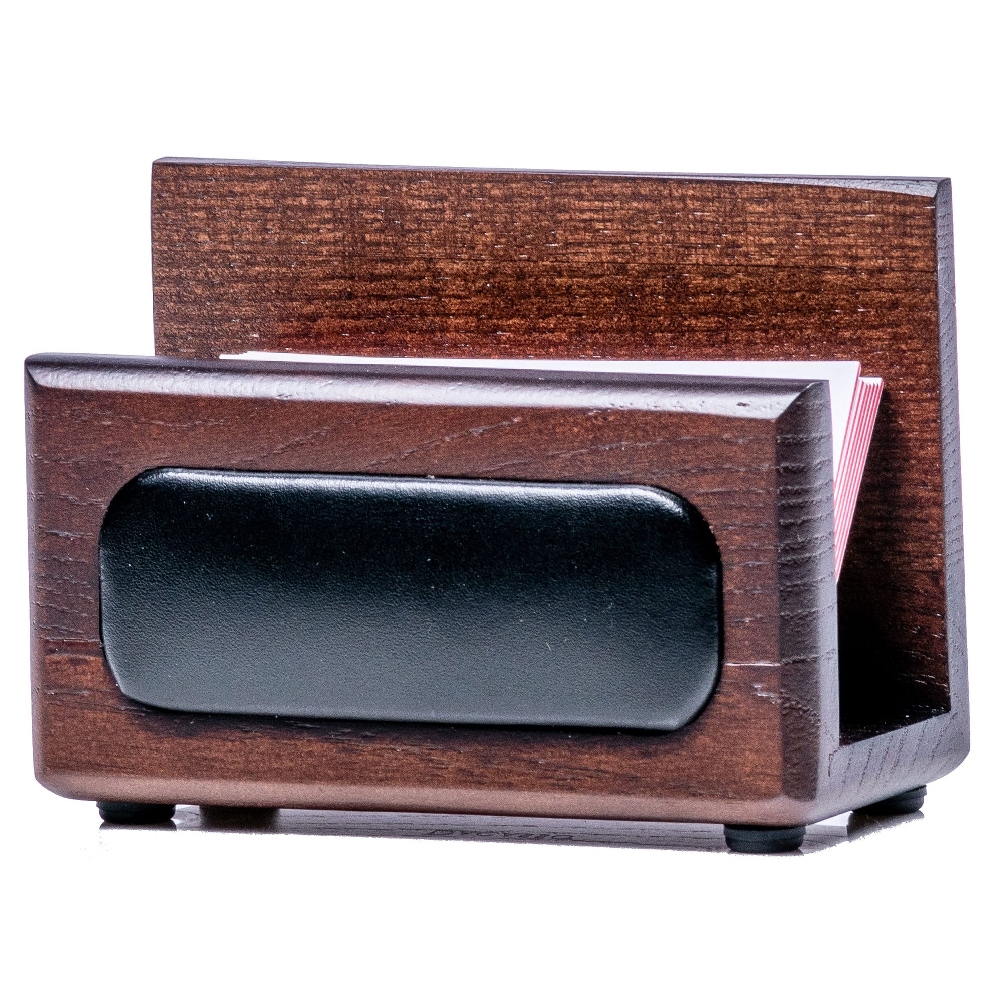 Walnut & Leather Business Card Holder