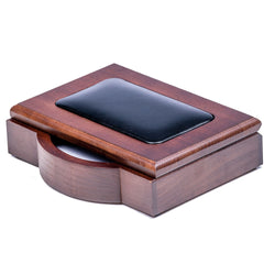 Walnut & Black Leather Memo Holder