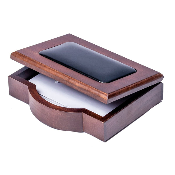 Walnut & Black Leather Memo Holder