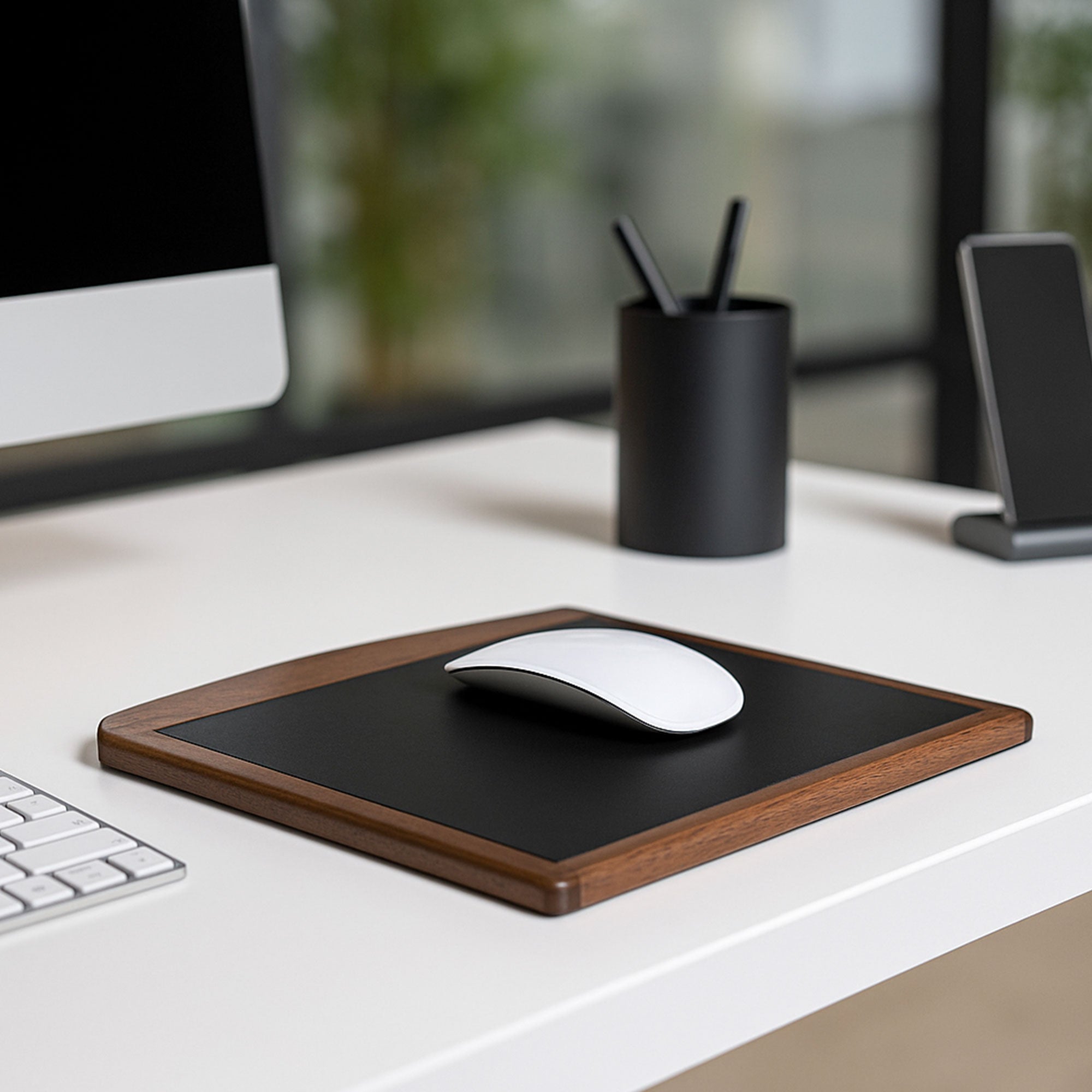 Walnut & Leather Mouse Pad