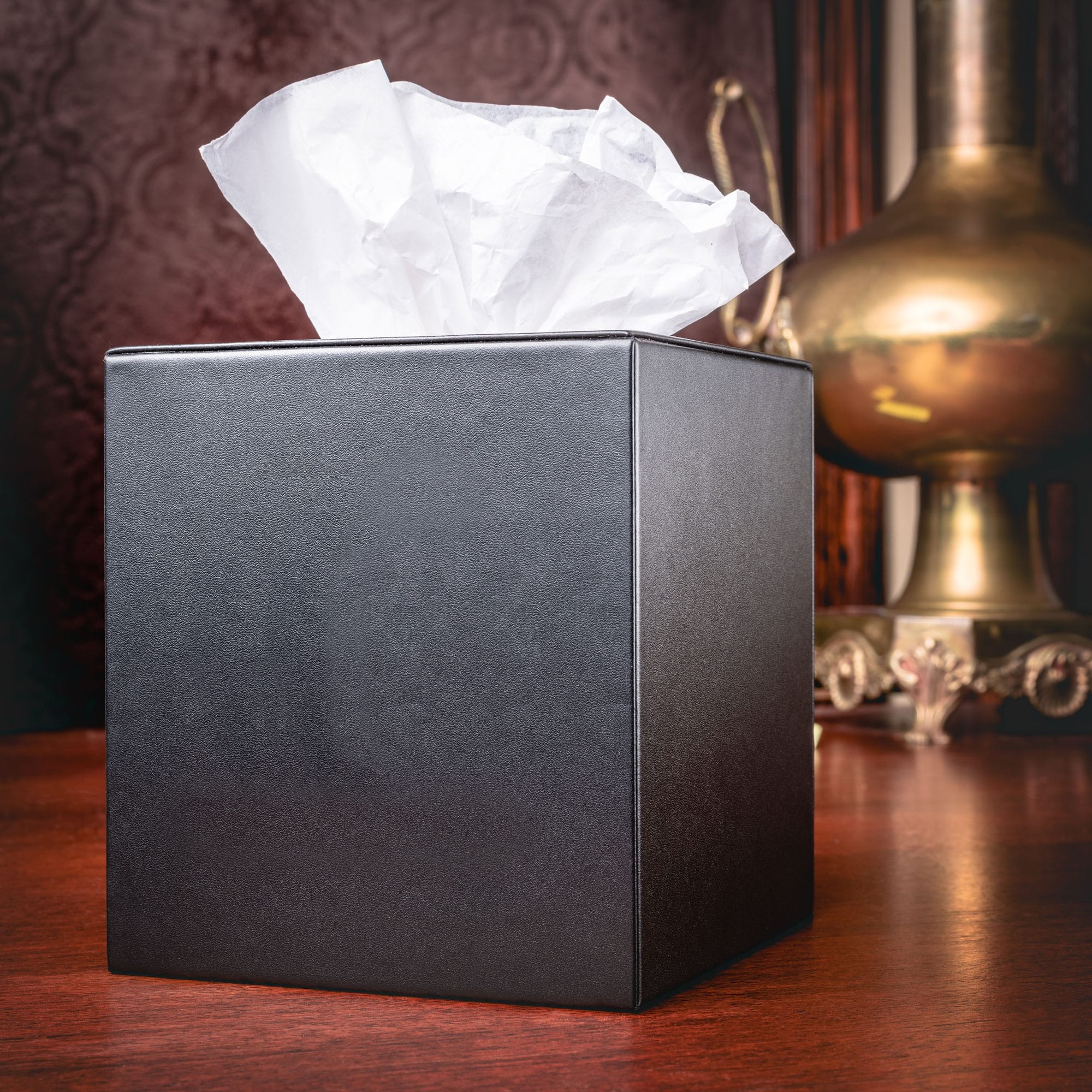 Classic Black Leather 11-Piece Desk Set, Silver Accent