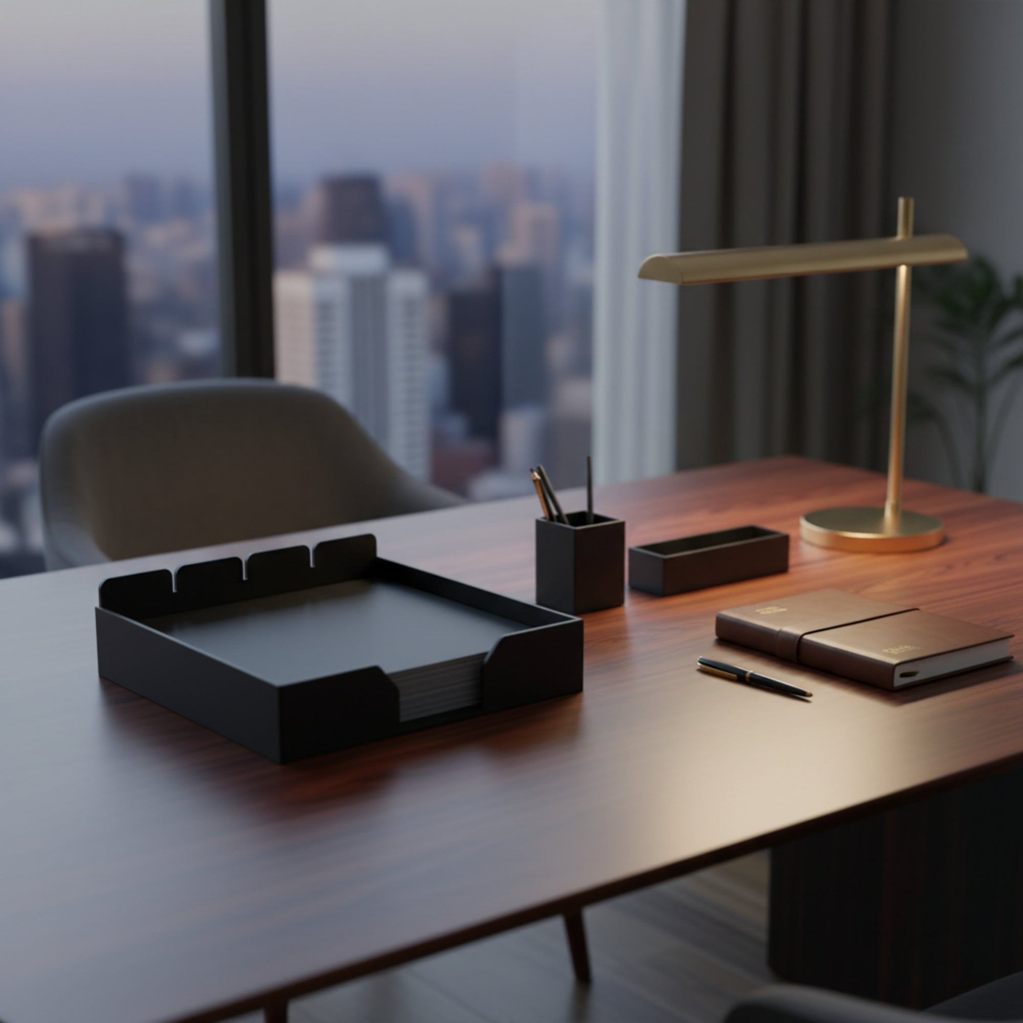 10 Seat Black Leatherette Conference Room Set w/ Square Coasters