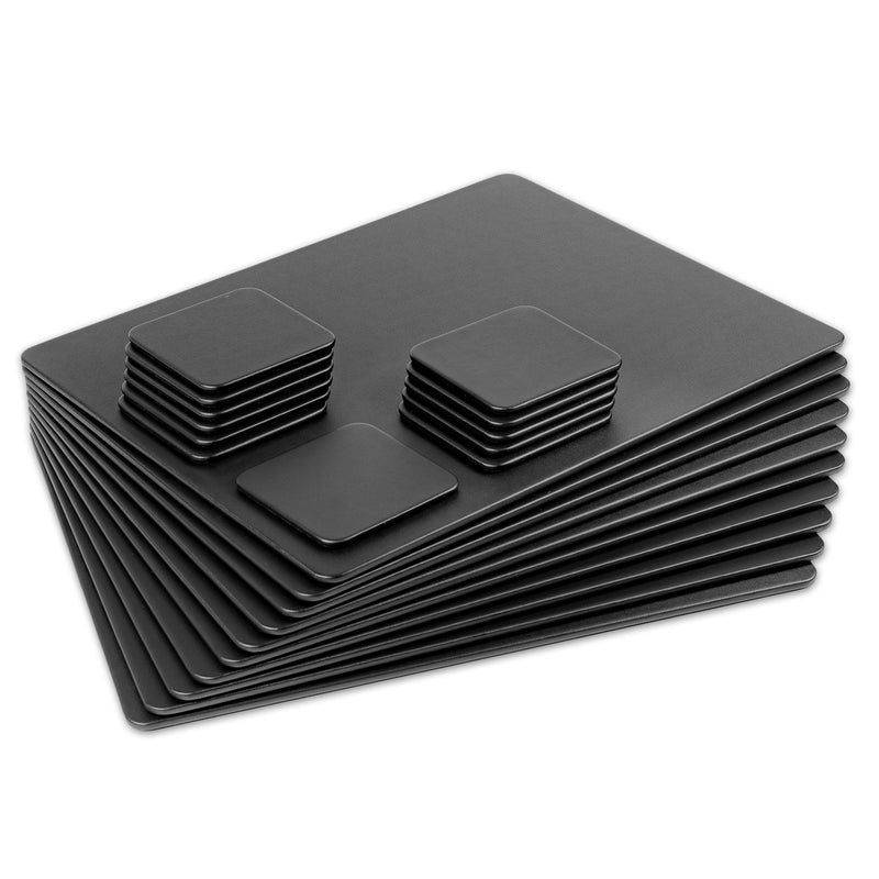 10 Seat Black Leatherette Conference Room Set w/ Square Coasters