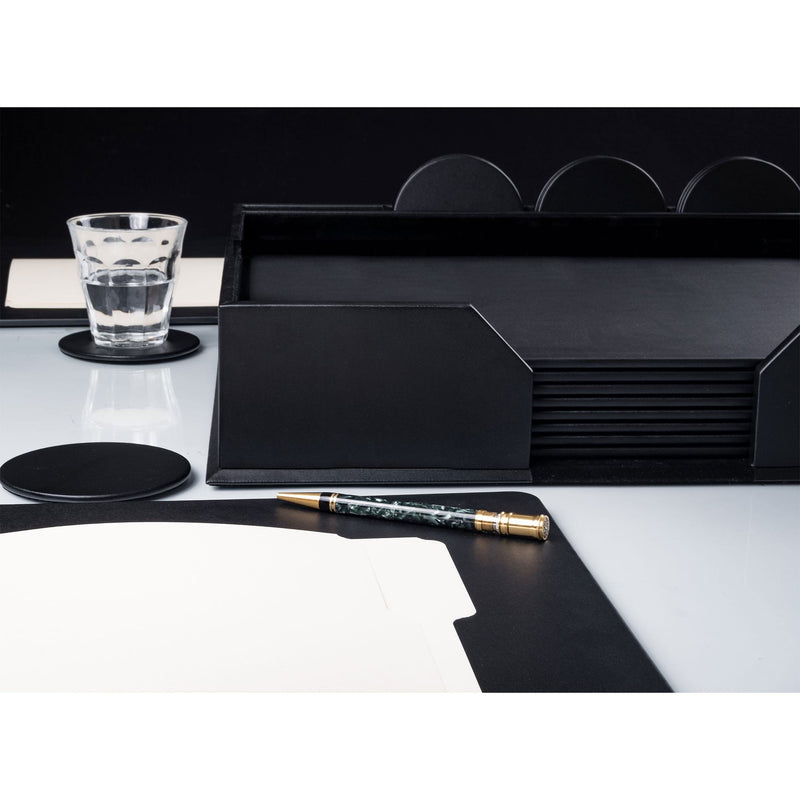 10 Seat Black Leatherette Conference Room Set w/ Round Coasters