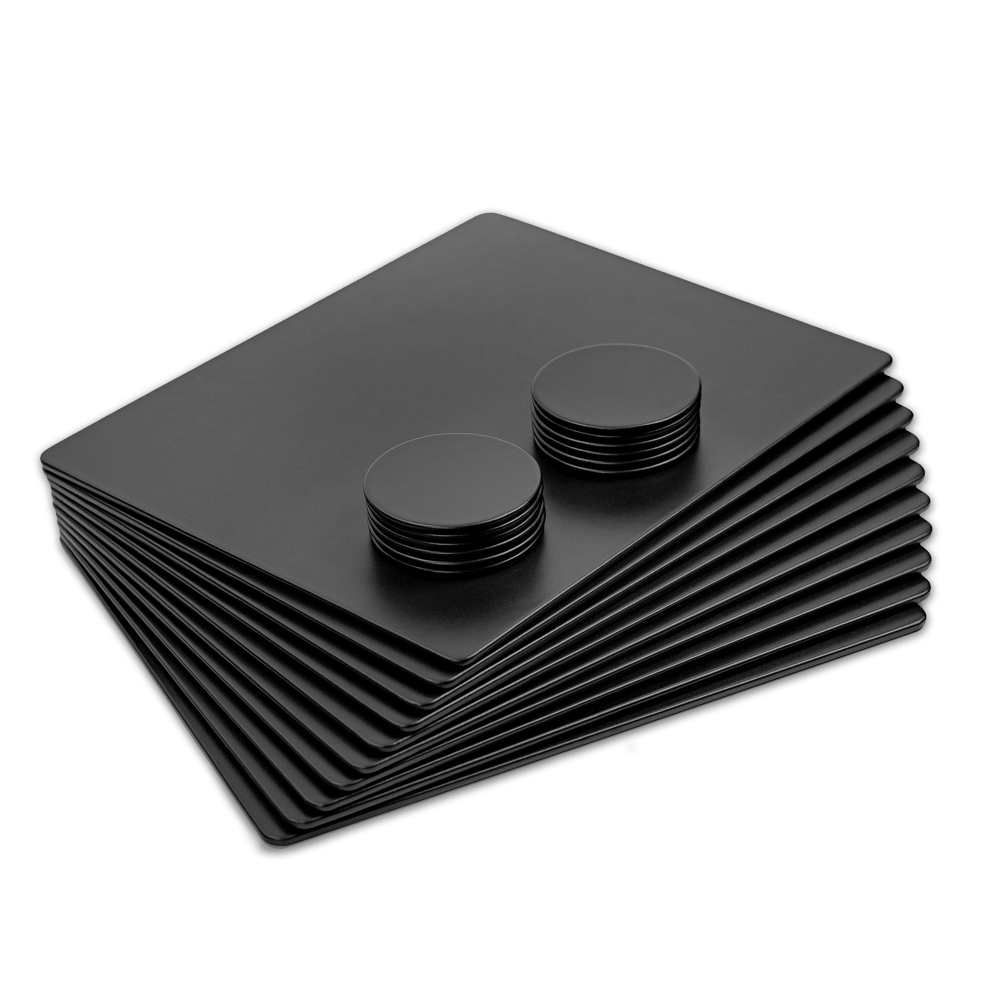 10 Seat Black Leather Conference Room Set w/ Round Coasters, 17 x 14 Size Pads