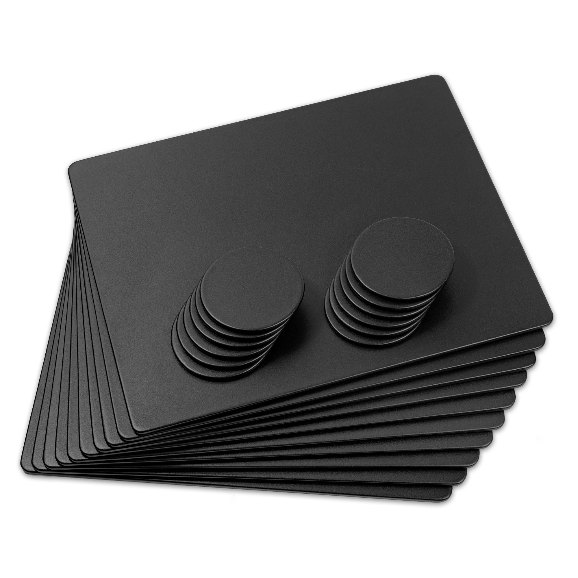 10 Seat Black Leather Conference Room Set w/ Round Coasters, 17 x 14 Size Pads