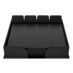 10 Seat Black Leather Conference Room Set w/ Square Coasters