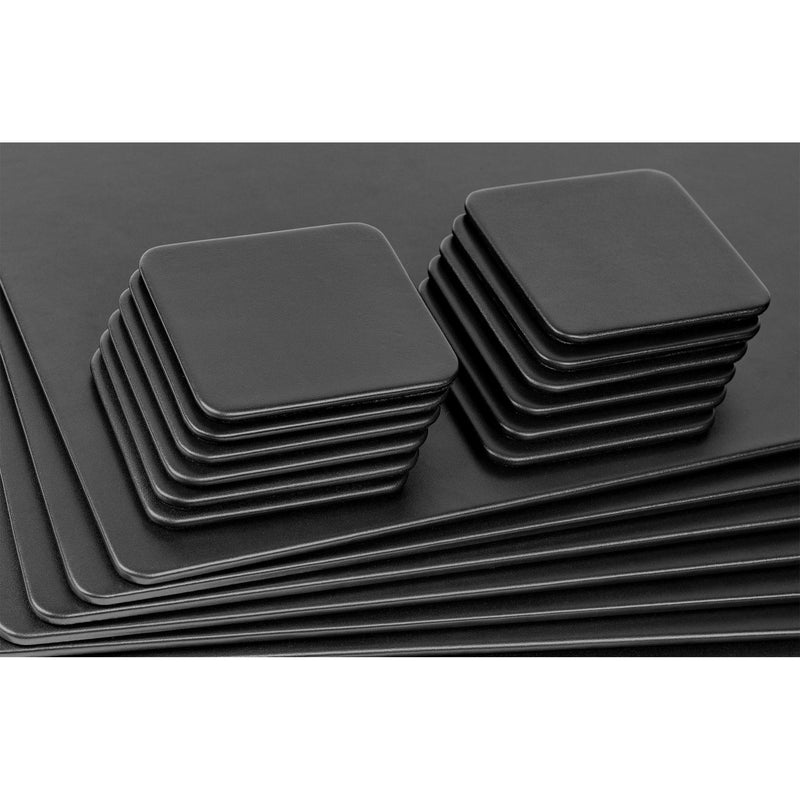 10 Seat Black Leather Conference Room Set w/ Square Coasters