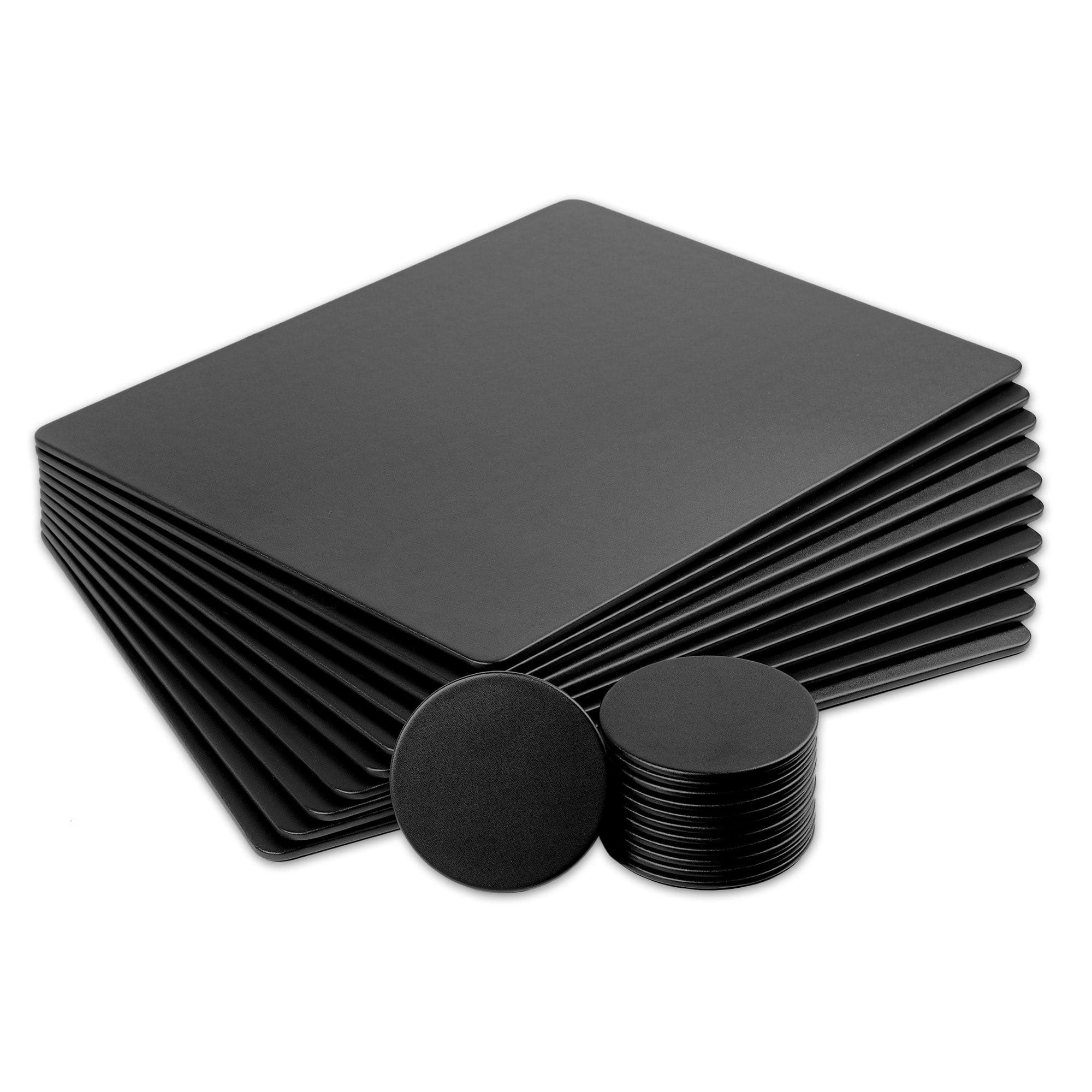 10 Seat Black Leatherette Conference Room Set w/ Round Coasters and Drawer Holder