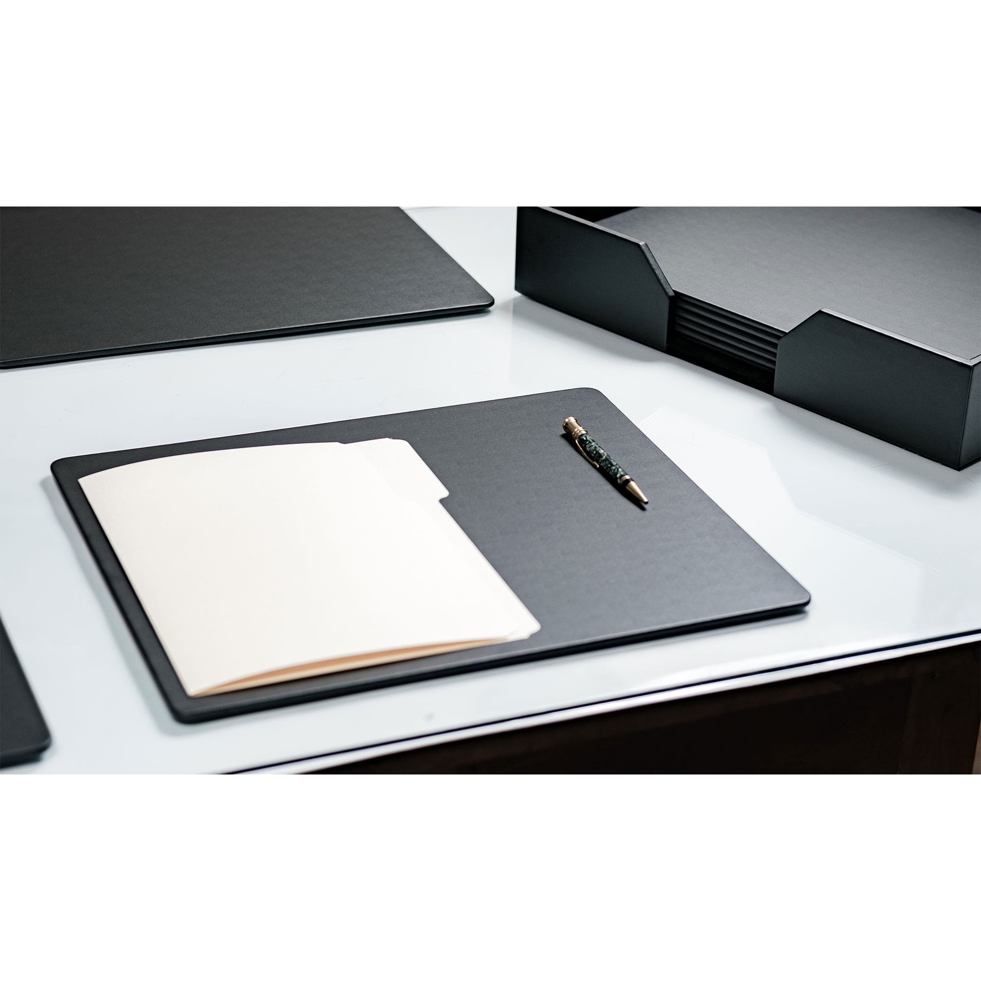 Black Leather 11 Piece Conference Room Set, 17 x 14 Size Pads