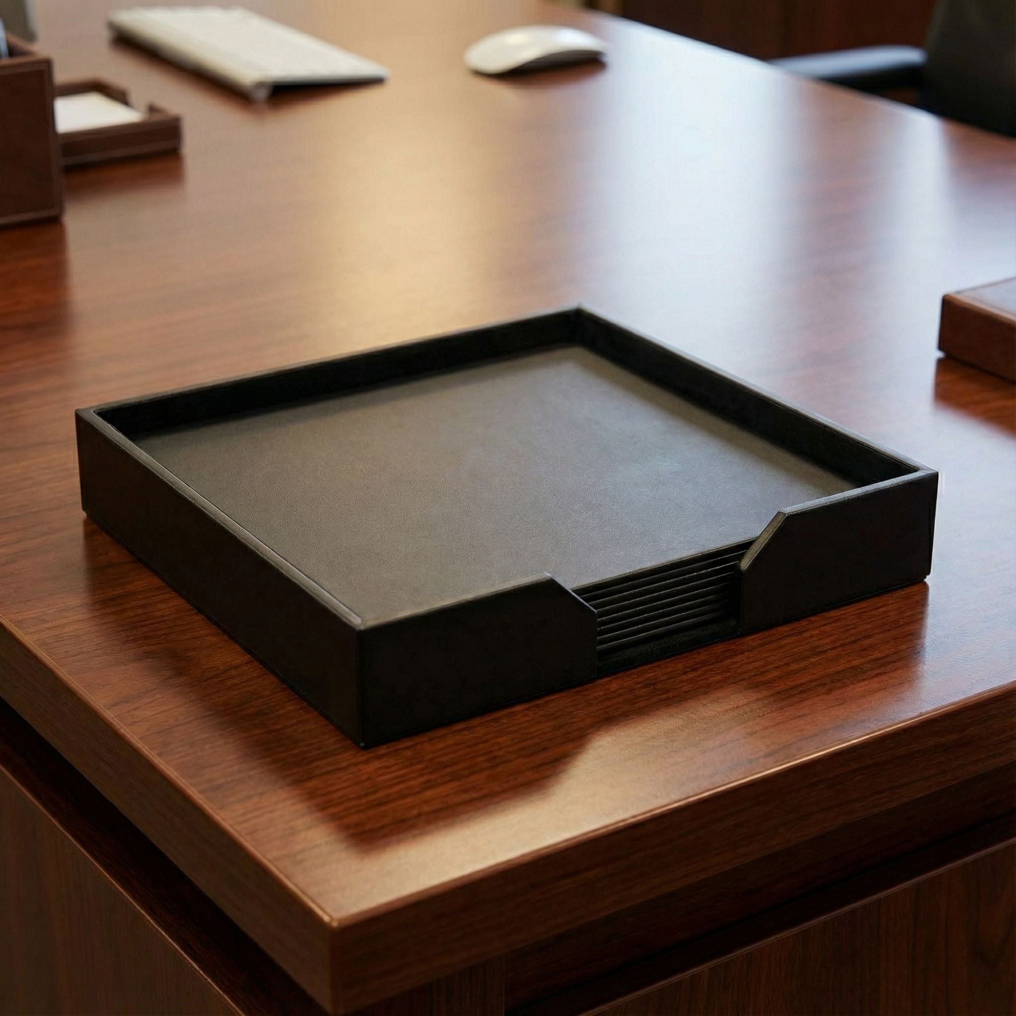 Black Leatherette 11 Piece  Conference Room Set, 17 x 14 Size Pads