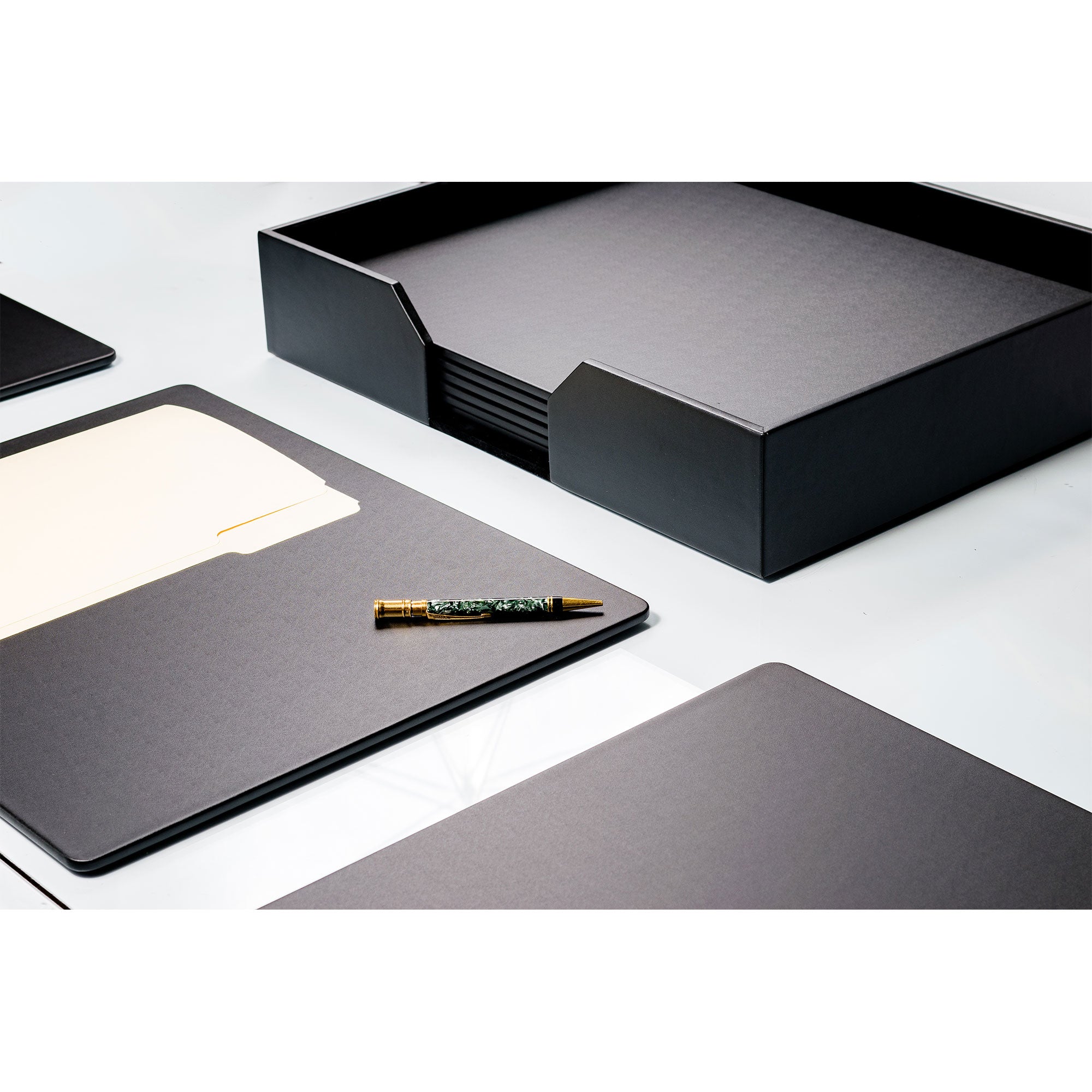 Black Leatherette 11 Piece Conference Room Set, 20 x 16 Size Pads