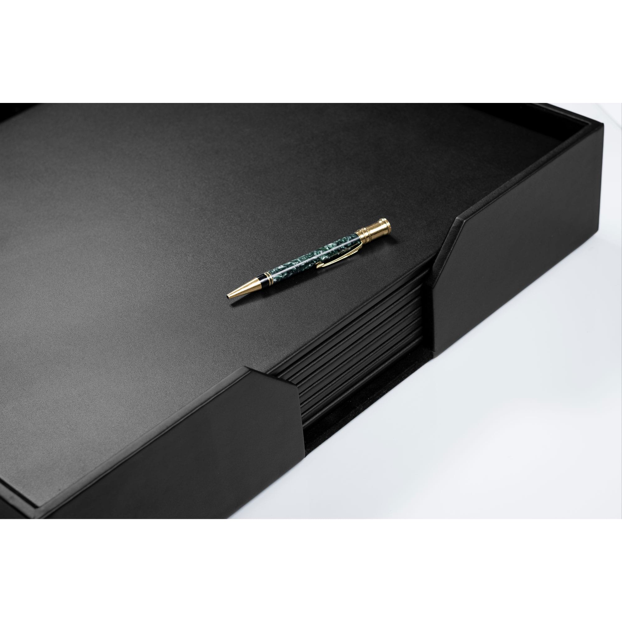 Black Leather 9 Piece Conference Room Set, 20 x 16 Size Pads