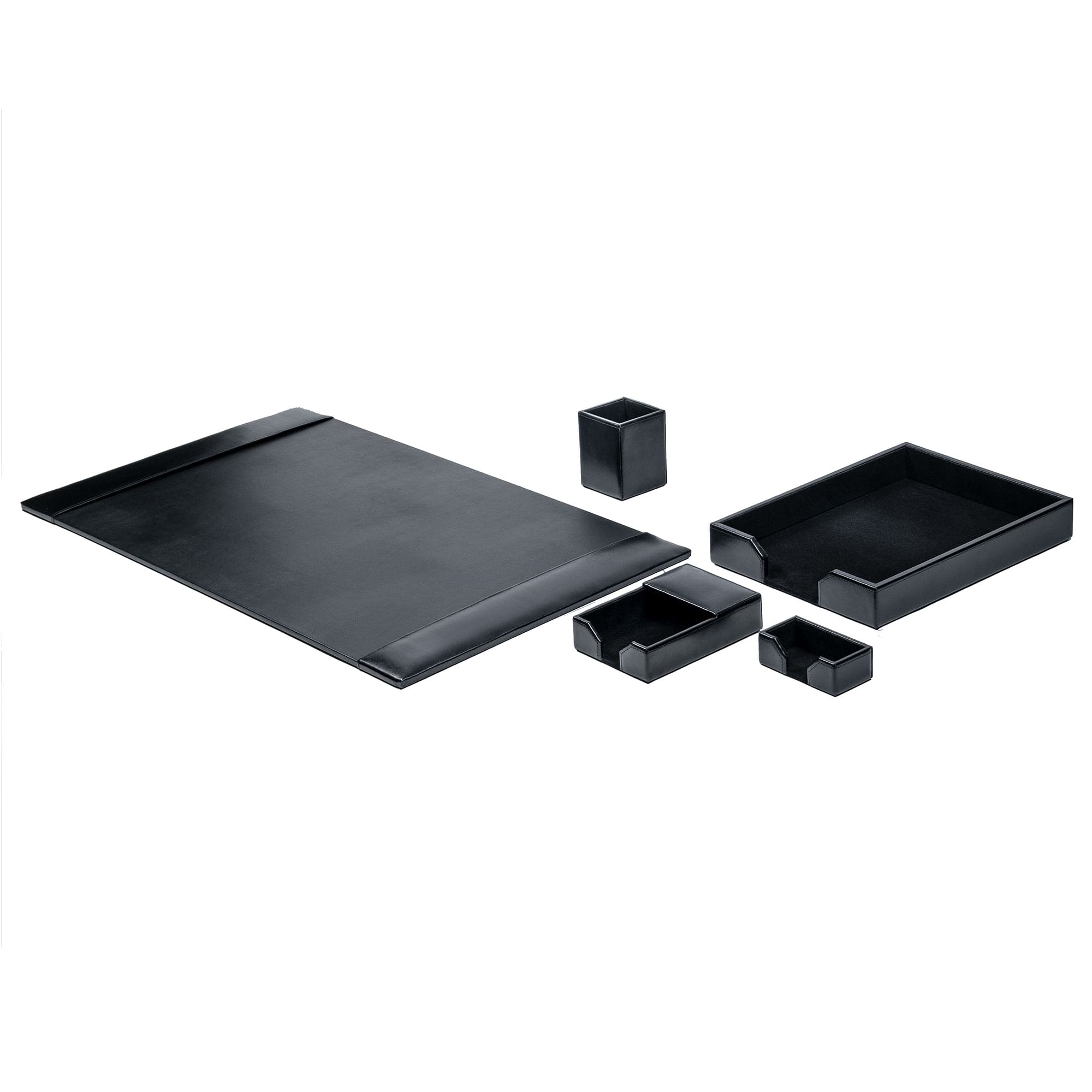 Black Bonded Leather 5-Piece Desk Set