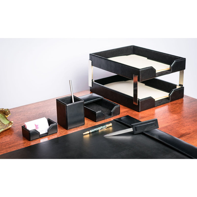 Black Bonded Leather 8-Piece Desk Set