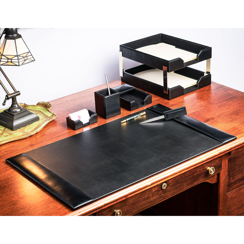 Black Bonded Leather 8-Piece Desk Set