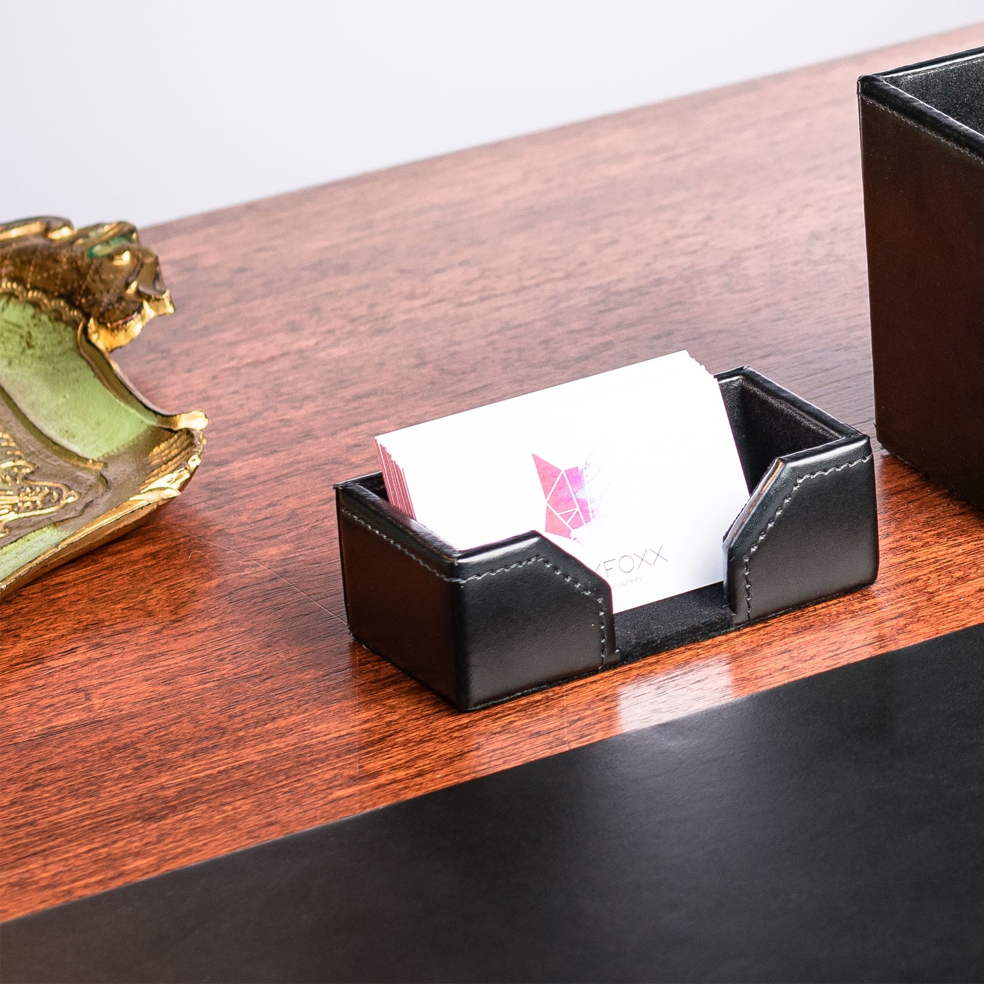 Black Bonded Leather 7-Piece Desk Set
