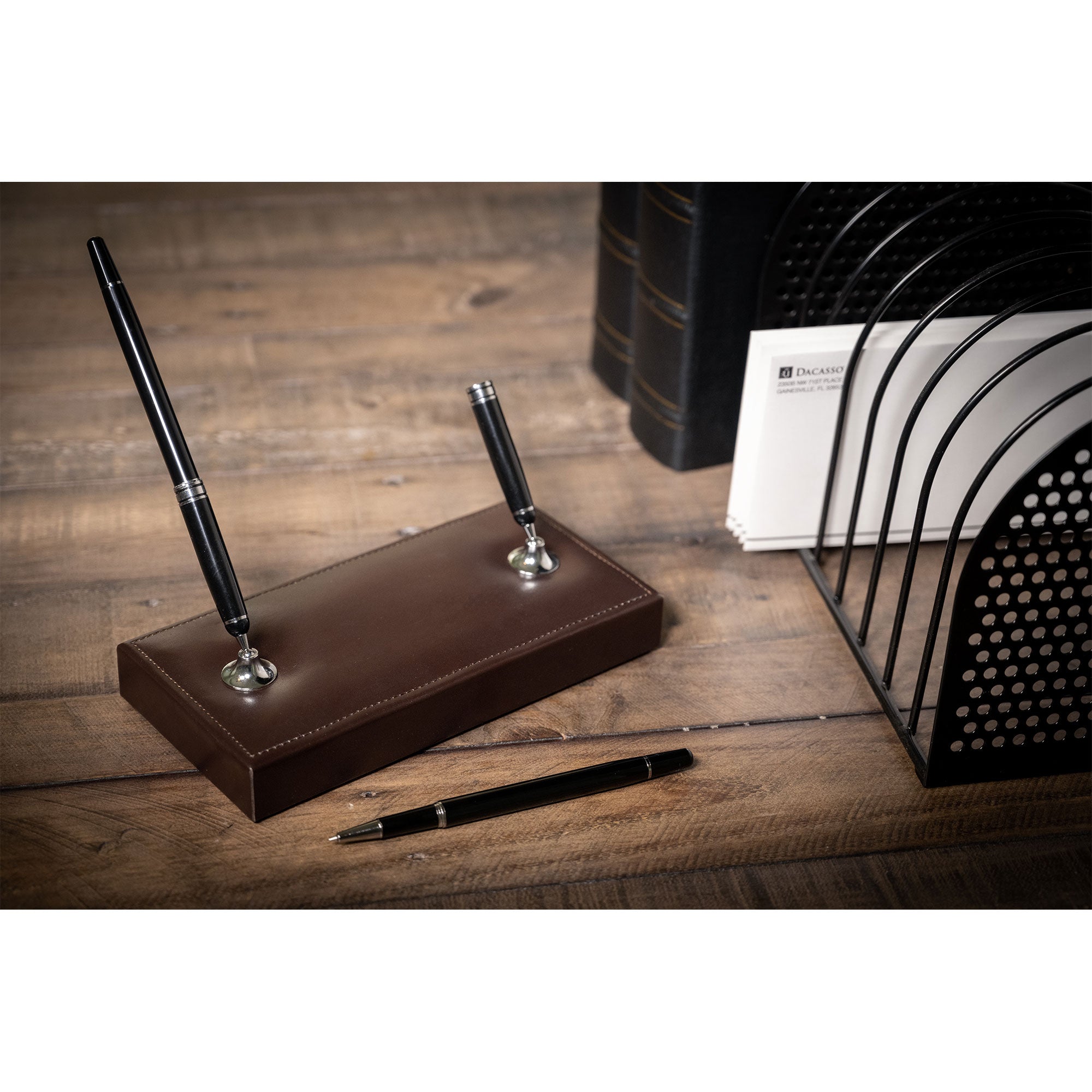 Dark Brown Bonded Leather 7-Piece Desk Set