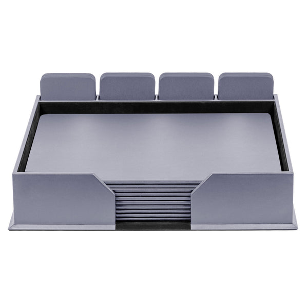 10 Seat Gray Leatherette Conference Room Set w/ Square Coasters