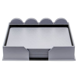 10 Seat Gray Leatherette Conference Room Set w/ Round Coasters