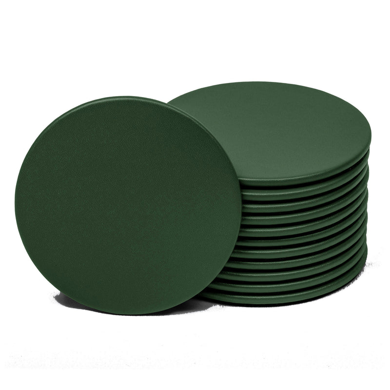 10 Seat Dark Green Leather Conference Room Set w/ Round Coasters