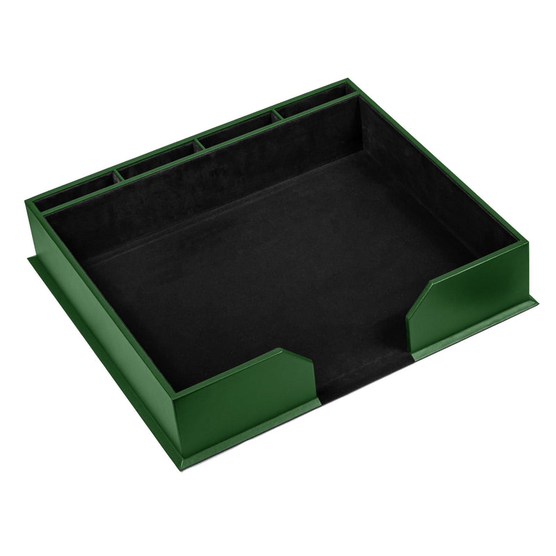 10 Seat Dark Green Leather Conference Room Set w/ Square Coasters